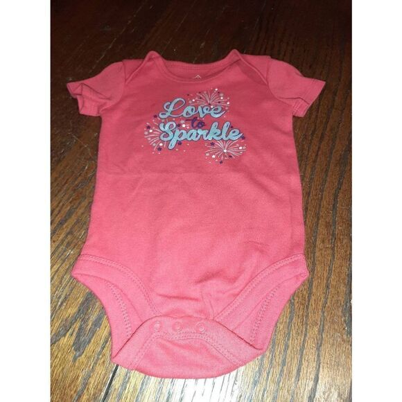 Size 3/6 Month Red Blue Silver Love to Sparkle One Piece with Firework Theme - Picture 1 of 3